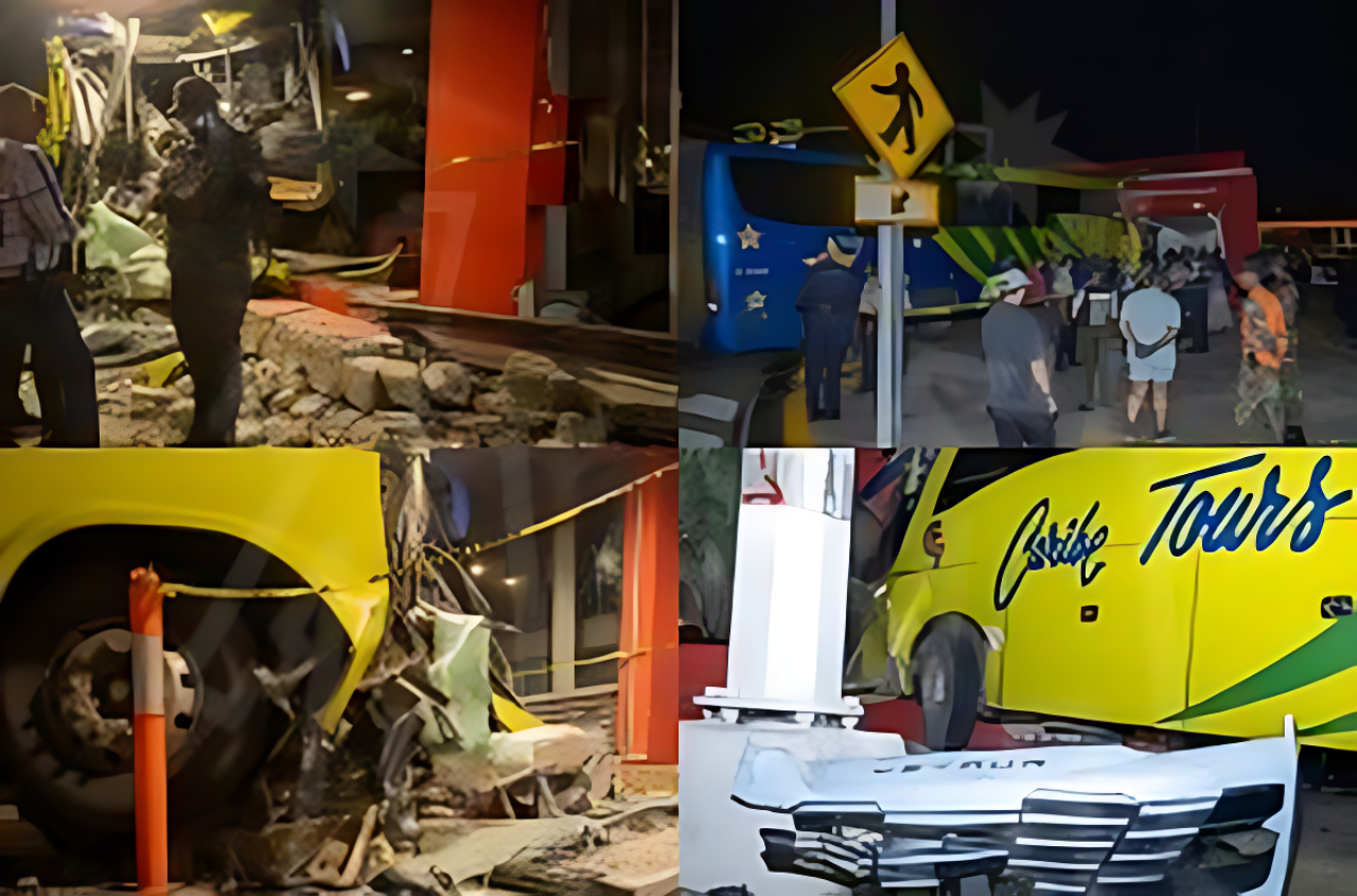 Accidente de autobús de Caribe Tours en estación del Metro de Santo Domingo