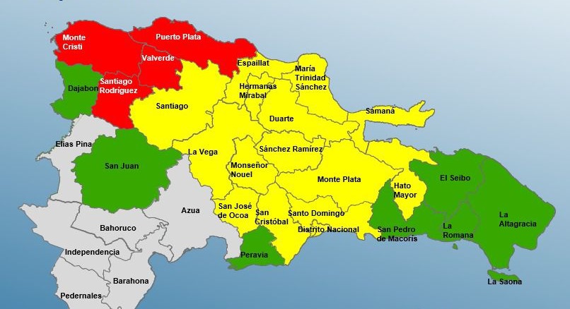 COE eleva a cuatro provincias en alerta roja por lluvias