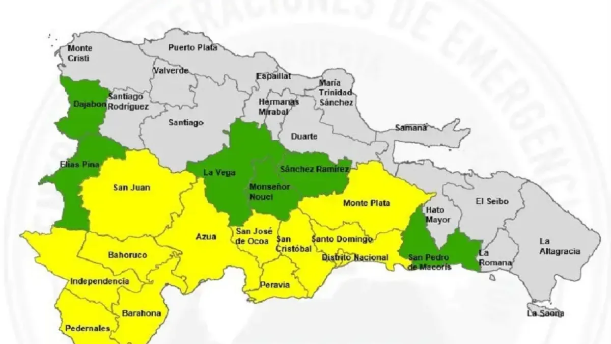 COE emite alerta amarilla para 11 provincias y el DN