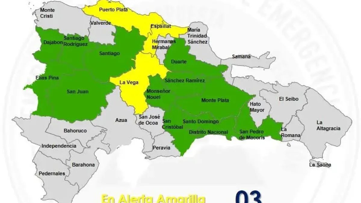 COE declara alerta amarilla en tres provincias y verde en 13
